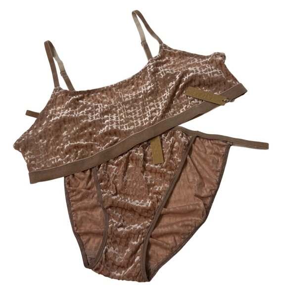 SKIMS Velvet Logo Scoop Bralette + String Bikini Sienna XL/2X - Picture 11 of 11